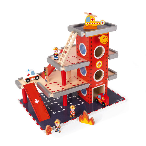 Janod - Holz Feuerwehrstation SET mit Zubehör