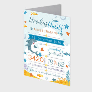 Stekora Design - Babydaten Karten SET Motiv Hai