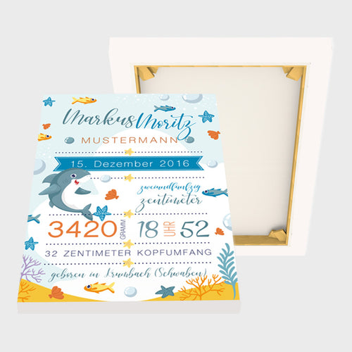 Stekora Design - Babydaten Leinwand Motiv Hai