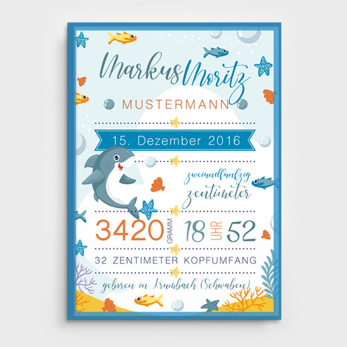 Stekora Design - Babydaten Poster Motiv Hai