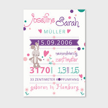 Laden Sie das Bild in den Galerie-Viewer, Stekora Design - Babydaten Hardcover Notizbuch 64 Seiten Motiv Hase