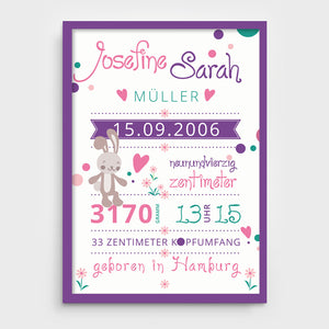 Stekora Design - Babydaten Poster Motiv Hase