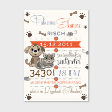 Laden Sie das Bild in den Galerie-Viewer, Stekora Design - Babydaten Hardcover Notizbuch 64 Seiten Motiv Hund Katze