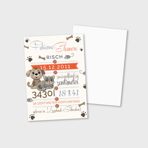 Stekora Design - Babydaten Karten SET Motiv Hund Katze