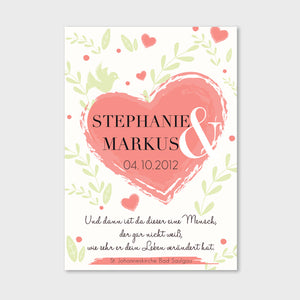 Stekora Design - Hochzeitsdaten Jahrestag Hardcover Notizbuch 64 Seiten Motiv Herz