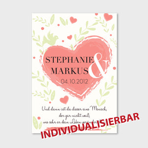 Stekora Design - Hochzeitsdaten Jahrestag Leinwand Motiv Herz