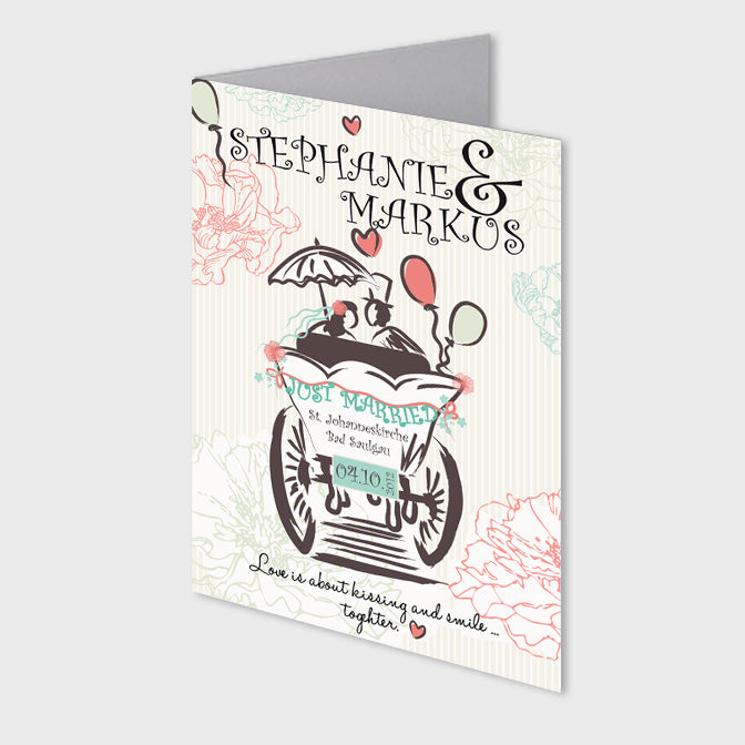 Stekora Design - Hochzeitsdaten Karten SET Motiv Kutsche
