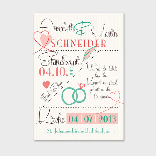 Stekora Design - Hochzeitsdaten Hardcover Notizbuch 64 Seiten Motiv schräg