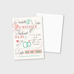 Stekora Design - Hochzeitsdaten Karten SET Motiv schräg