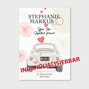 Stekora Design - Hochzeitsdaten Hardcover Notizbuch 64 Seiten Motiv Auto