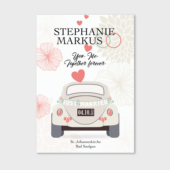 Stekora Design - Hochzeitsdaten Hardcover Notizbuch 64 Seiten Motiv Auto