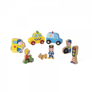 Janod Holz Mini Story Garage Spielwelt - 8tlg. Set J08512