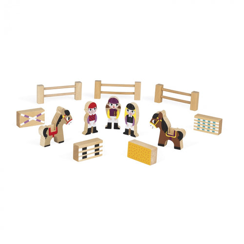 Janod Holz Mini Story Pony Club Spielwelt - 12tlg. Set J08517
