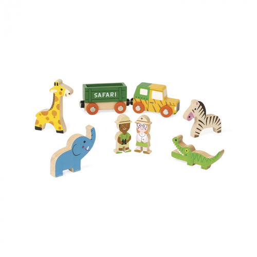 Janod Holz Mini Story Safari Spielwelt - 8tlg. Set J08518