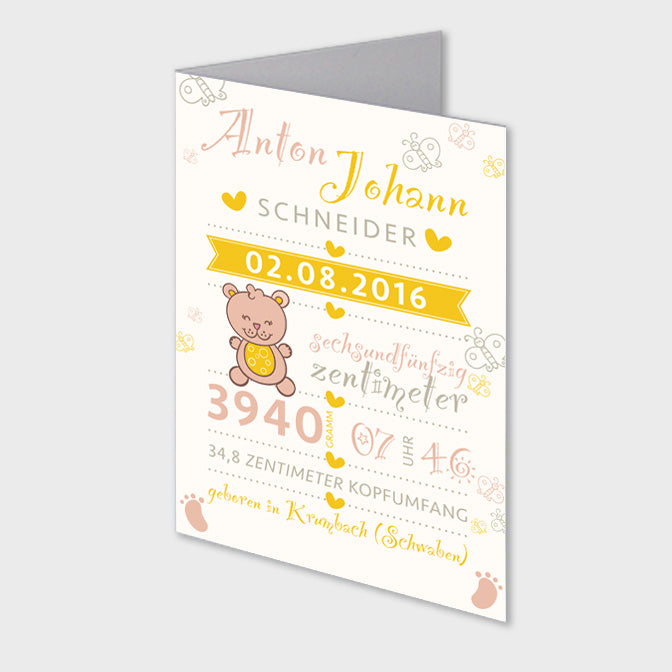 Stekora Design - Babydaten Karten SET Motiv Teddy