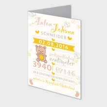 Laden Sie das Bild in den Galerie-Viewer, Stekora Design - Babydaten Karten SET Motiv Teddy