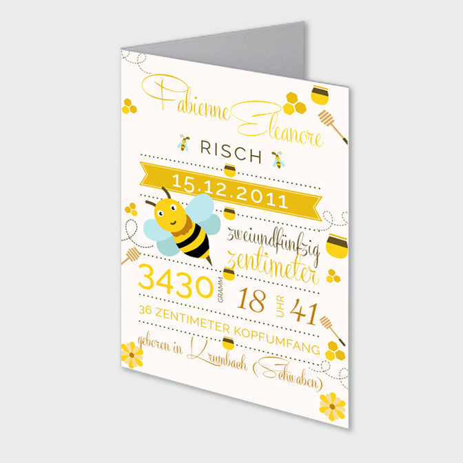 Stekora Design - Babydaten Karten SET Motiv Biene