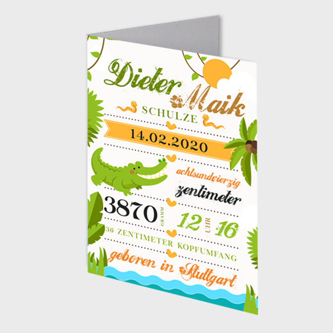 Stekora Design - Babydaten Karten SET Motiv Krokodil