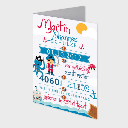 Stekora Design - Babydaten Karten SET Motiv Pirat