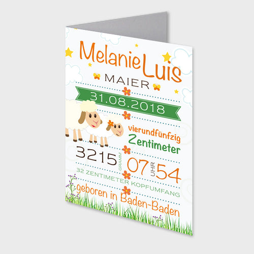 Stekora Design - Babydaten Karten SET Motiv Schaf