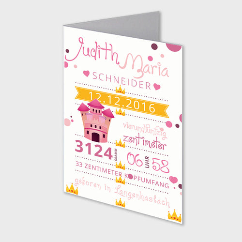 Stekora Design - Babydaten Karten SET Motiv Schloss