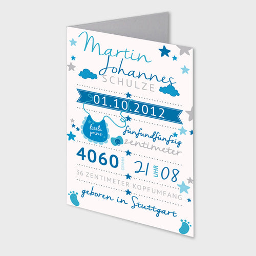 Stekora Design - Babydaten Karten SET Motiv Latz blau