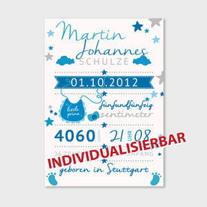 Stekora Design - Babydaten Poster Motiv Latz blau