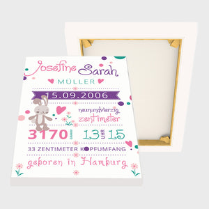 Stekora Design - Babydaten Leinwand Motiv Hase