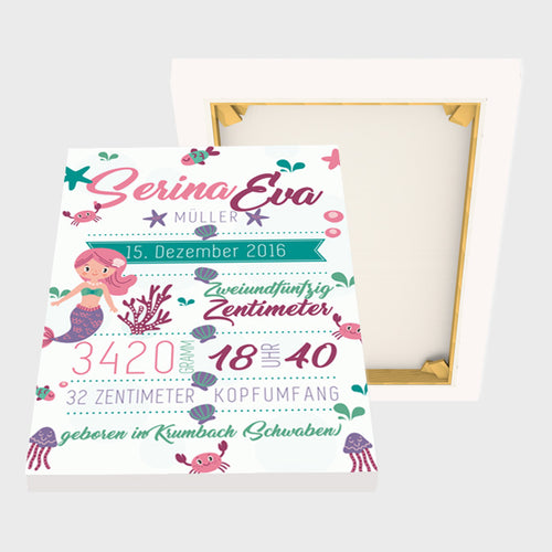 Stekora Design - Babydaten Leinwand Motiv Meerjungfrau
