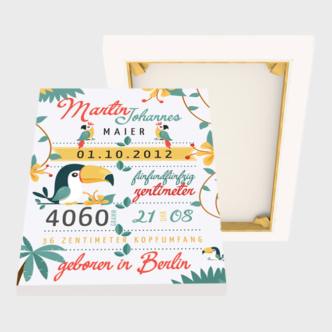 Stekora Design - Babydaten Leinwand Motiv Papagei Tukan