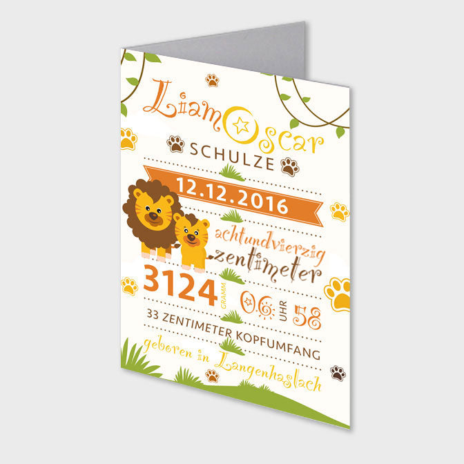 Stekora Design - Babydaten Karten SET Motiv Löwe