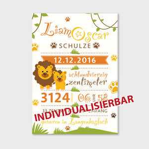 Stekora Design - Babydaten Karten SET Motiv Löwe