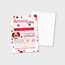 Laden Sie das Bild in den Galerie-Viewer, Stekora Design - Babydaten Karten SET Motiv Marienkäfer