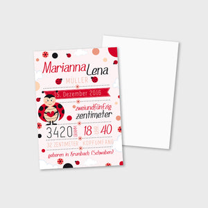 Stekora Design - Babydaten Karten SET Motiv Marienkäfer