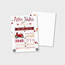 Laden Sie das Bild in den Galerie-Viewer, Stekora Design - Babydaten Karten SET Motiv Motorrad