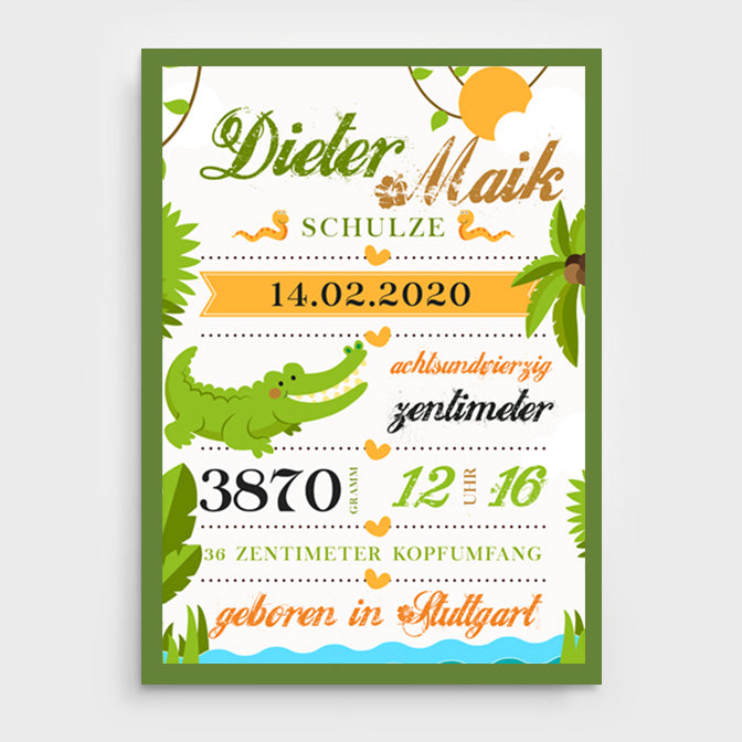 Stekora Design - Babydaten Poster Motiv Krokodil