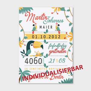 Stekora Design - Babydaten Hardcover Notizbuch 64 Seiten Motiv Papagei Tukan