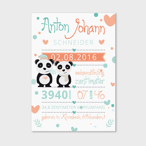 Stekora Design - Babydaten Hardcover Notizbuch 64 Seiten Motiv Panda