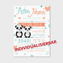 Laden Sie das Bild in den Galerie-Viewer, Stekora Design - Babydaten Hardcover Notizbuch 64 Seiten Motiv Panda