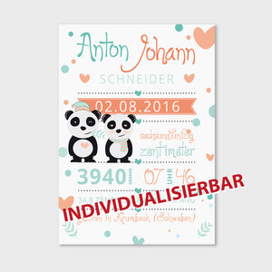 Stekora Design - Babydaten Hardcover Notizbuch 64 Seiten Motiv Panda