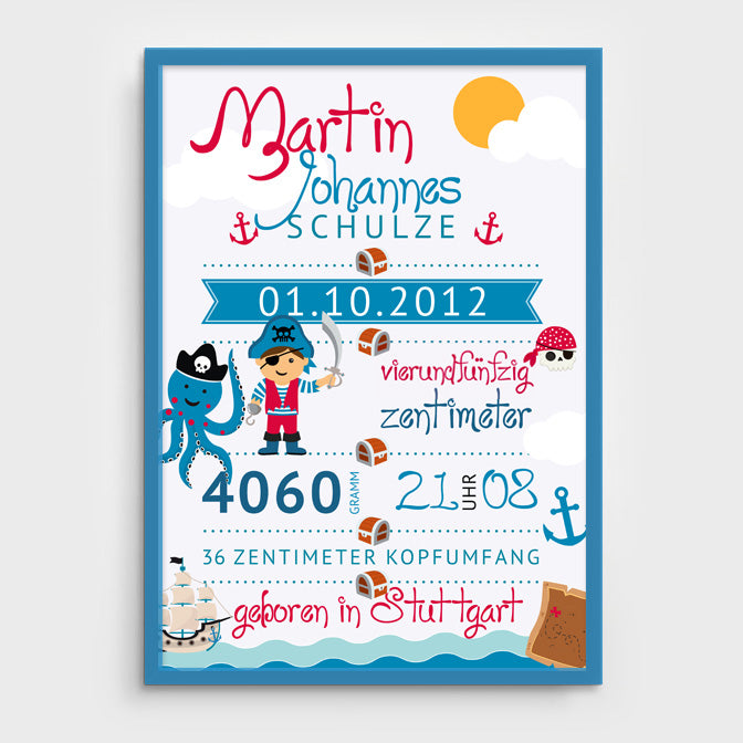 Stekora Design - Babydaten Poster Motiv Pirat