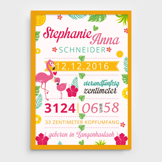 Stekora Design - Babydaten Poster Motiv Flamingo