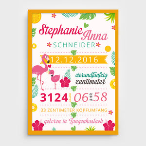 Stekora Design - Babydaten Poster Motiv Flamingo