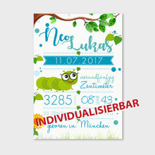 Laden Sie das Bild in den Galerie-Viewer, Stekora Design - Babydaten Hardcover Notizbuch 64 Seiten Motiv Raupe