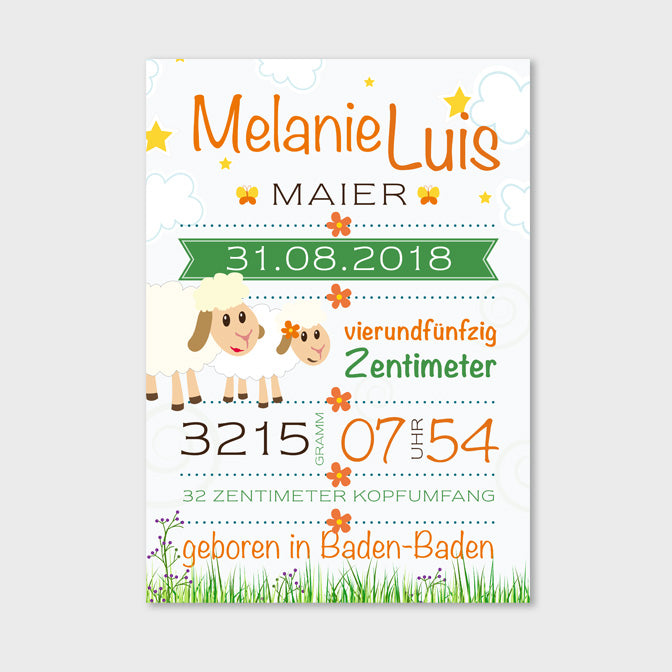 Stekora Design - Babydaten Hardcover Notizbuch 64 Seiten Motiv Schaf