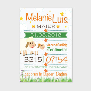 Stekora Design - Babydaten Hardcover Notizbuch 64 Seiten Motiv Schaf