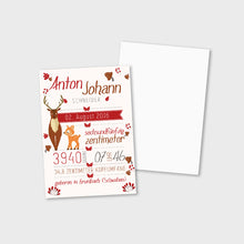 Laden Sie das Bild in den Galerie-Viewer, Stekora Design - Babydaten Karten SET Motiv Hirsch