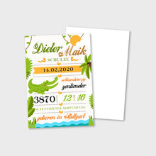 Laden Sie das Bild in den Galerie-Viewer, Stekora Design - Babydaten Karten SET Motiv Krokodil