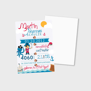Stekora Design - Babydaten Karten SET Motiv Pirat