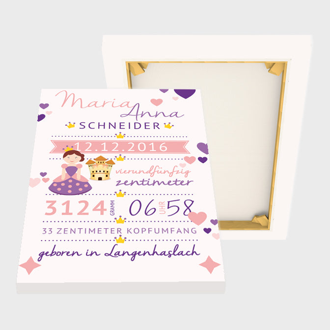 Stekora Design - Babydaten Leinwand Motiv Prinzessin Schloss